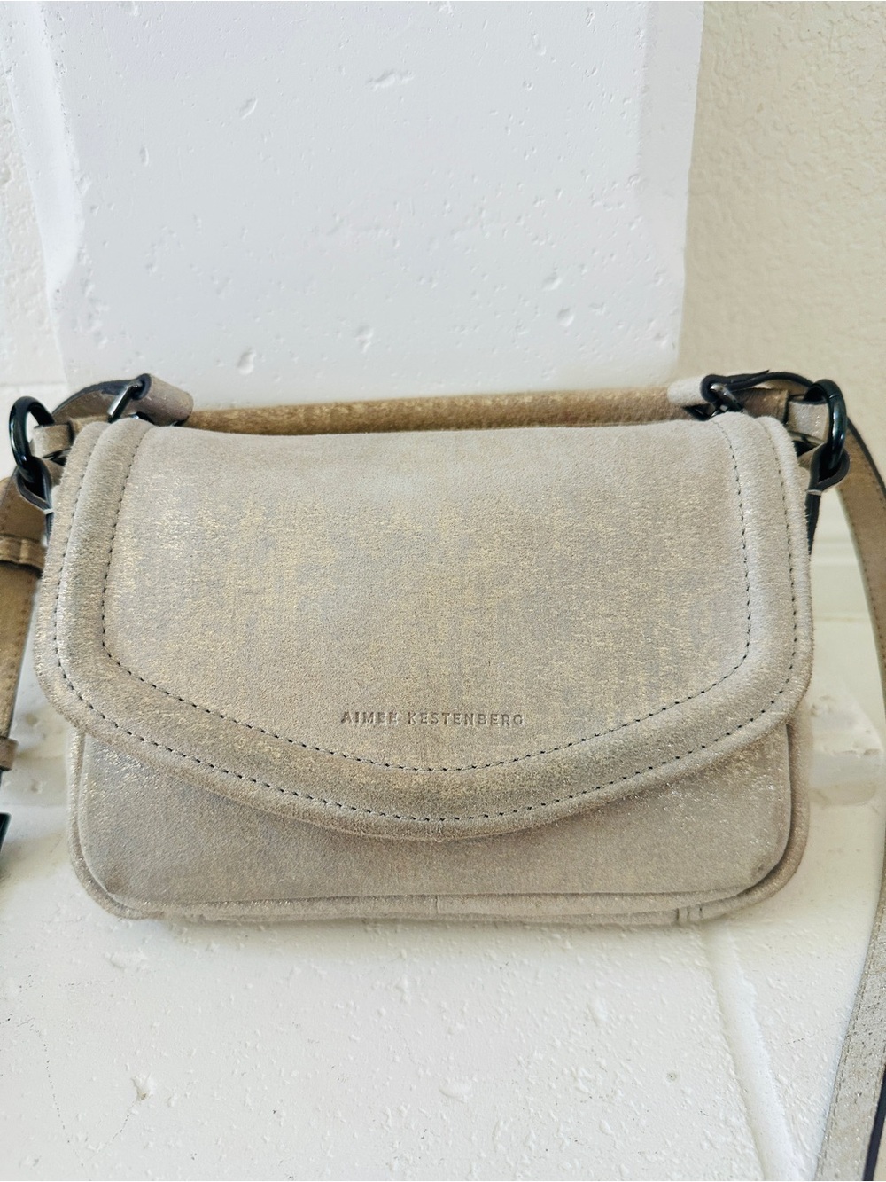 Aimee Kestenberg Light Taupe Suede Crossbody